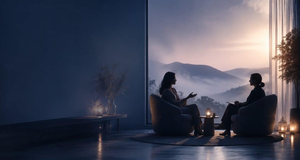 Private spiritual guidance consultation in a calm and confidential setting